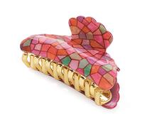 8.5cm Pretty Pink Mosaic Chunky Plastic Hair Claw Clamp Hair Clip Hair Slide for Women Girls by Glitz4Girlz