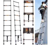 8.5FT/2.6M Extending Ladder Telescopic Garden Ladder Multi-Purpose Ladder Extendable Telescopic Loft Ladders, Portable Telescoping Extension Ladder for Decorating, Gutter Cleaning, 330LBS Capacity