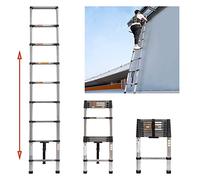 8.5FT/2.6M Multi-Purpose Folding Telescopic Ladder for Decorating Painting Indoor Outdoor,Extendable Portable Loft Ladder with Adjustable Height,Max Load 330lb/150kg