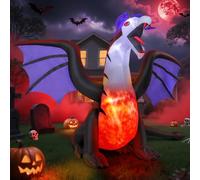 8.5FT Halloween Inflatables Giant Dragon with Wings Outdoor - Blow Up Yard Decor with Built-in LED Lights Stakes Tethers - Halloween Decor Indoor Outdoor for Lawn Garden Festival Party Decoration