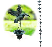 8.5FT Rain Chain, Anti-rust Metal Hummingbird Rain Chain, Outdoor Downspout Chain Rain Bell, Rainwater Diverter Catcher Chain For Garden, Gutters (Blue)