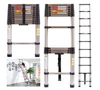 8.5ft Telescopic Ladder 2.6m Extension Telescoping Ladder 9 Steps Extendable Folding Multi-purpose Ladder for Home Office Indoor Outdoor Use 330lb Load Capacity EN131