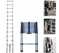 8.5FT Telescopic Ladder 9 Steps, Stainless Steel Ladder, Multi-purpose Extension Ladder, Attic Ladder, 330LB Capacity, Easy to Store