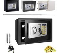 8.5L Digital Cash Safe, High Security Solid Steel Home Digital Safe Electronic Digital Cash Safe Box with Code & Key for Storing Valuable Objects at Home or Office, Black 31x20x20cm
