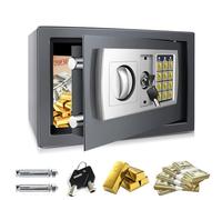 8.5L Digital Steel Safe Box Fireproof Electronic Password Cabinet Security Safe Home Office Money Cash Safes Lock Box with Digital Keypad & 2 Keys, Small Value Safes for Money Document Jewelry, Grey
