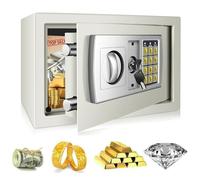8.5L Digital Steel Safe, Small Safe Box for Home, Electronic Security Home Office Money Cash Safes with Digital Keypad, Fireproof Cabinet Security Wall Safes for Hotel Business Jewelry Gun Cash, White