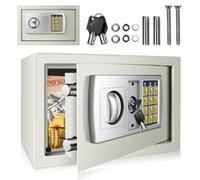 8.5L Electronic Digital Safe Box, Fireproof Security Box Home Office Money Cash Jewelry Steel Safety Box with 2 keys, Wall Mounted Mini Safe for Home Office Hotel, White, 31 x 20 x 20 cm