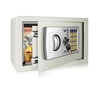 8.5L Electronic Safe Box with Digital Keypad and Key, Security Home Safe for jewelry Cash Documents, Fireproof and Waterproof WallSafes, Wall And Floor Fixings, 31x20x20cm, White