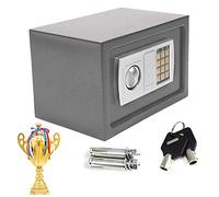 8.5L Home Digital Safe Steel Electronic Safety Box Safe Lock Box Documents Safety Case Wall Floor Anchoring Design Cabinet Security Cash Money Office Home Grey, Includes Keys