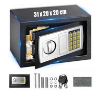 8.5L Home Safe, Fireproof Safe for Home with 2 Keys and Electronic Digital Lock, 31x20x20cm Steel Safe, Cash Safety Box for Home and Office, Cabinet Safes Perfect for Document, Passport, Cash, Jewelry