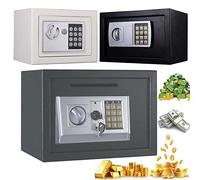 8.5L Money Box Cash Safe Box, Lockable Digital Security Safes for Home Office, Electronic Safe Wall Mounted Metal Steel Safe for Storage Documents Jewels Book, 31 x 20 x 20 cm, White