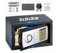 8.5L Safe Fireproof Mini Safe, Steel Sturdy Cash Box with Numeric Keypad Lock and 2 Keys, 2 Ways to Open Household Safe for Hotels, Wall Safe for Jewelry, Guns, Documents(31x20x20cm, Black)