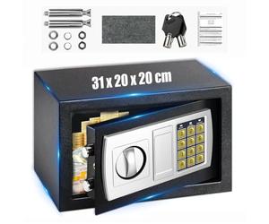 8.5L Safe Fireproof Mini Safe, Steel Sturdy Cash Box with Numeric Keypad Lock and 2 Keys, 2 Ways to Open Household Safe for Hotels, Wall Safe for Jewelry, Guns, Documents(31x20x20cm, Black)