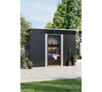 8.5W x 6.4D FT Garden Lockable Metal Storage Shed with Sliding Doors Garden Sanctuary Black One Size