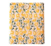 8.5x10 Inch Embroidered Fabric Sleeve for iPad 9.7/10.2/10.5/10.9, Nook Glowlight Plus, Mass Market Paperback Books - Padded Protective Cover, Handcrafted Character - Yellow & Beige Daisy