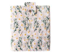 8.5x10 Inch Embroidered Fabric Sleeve for iPad 9.7/10.2/10.5/10.9, Nook Glowlight Plus, Mass Market Paperback Books - Padded Protective Cover, Handcrafted Character - White & Beige Daisy