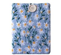 8.5x10 Inch Embroidered Fabric Sleeve for iPad 9.7/10.2/10.5/10.9, Nook Glowlight Plus, Mass Market Paperback Books - Padded Protective Cover, Handcrafted Character - White & Blue Daisy
