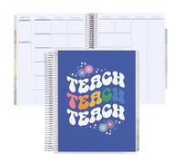 8.5x11 Coiled Teacher Lesson Planner (January 2026 - December 2026) - Teach classic cover, vertical layout, Pastel Minimal theme, platinum coil