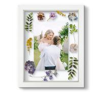8.5x11 Floating Picture Frame - White Solid Wood Pressed Flower Frame - Real Glass of Front - Use as 6x8 Picture Frame or 5x7 Picture Frame - for Wall Mount Display (White, 1 Pack)