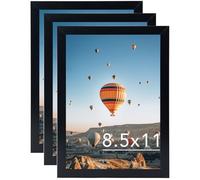 8.5x11 Picture Frame Set of 3 for Certificate Poster and Photo, Horizontal and Vertical Formats for Wall Hanging or Tabletop, 8.5x11 Wall Photo Frame with Shatter Resistant Plexiglass, 3 Pack, Black