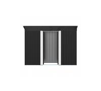 8.5x4.3ft Metal Garden Shed with Lockable Doors | Sloped Roof & Galvanized Steel | Translucent Skylight in Black The hot sale Black