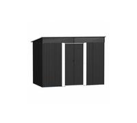 8.5x6.4ft Metal Garden Shed with Lockable Doors - Galvanized Steel & Sloped Roof - Translucent Skylight Design The hot sale Black One Size