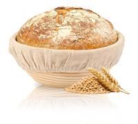 8.6 inch Round Bread Proofing Basket,Banneton Brotform Bread Dough Proofing Rising Rattan Handmade Basket with Linen Liner Cloth (Round 22 * 8cm)