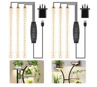 8.6'' LED Grow Light Strips, Full Spectrum 3500K Grow Lights for Indoor Plants, 3 Head with 3/9/12H Timer, 10 Dimmable Levels, Suitable for Seedling, Succulent and Plant Shelf, 2-Pack