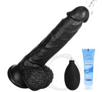 8.6" Realistic Black Squirting Dildo Ejaculating for Beginner Real Skin