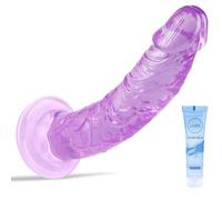 8.6'' Realistic Purple Silicone Dildo Sex Toys with Suction Cup for Hands-Free Play,Thick Dildos Suitable for Beginner Women Men Couples with Thin and Slim Poke can be Use for G spot and Anal