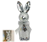 8.66" Easter Disco Rabbit Statue,Reflective Mirror Ball Bunny Ornament,Decorative Disco Rabbit Sculptures for Easter Centerpieces,Bunny Discos Ball Sculpture,for Wedding,Music Festival