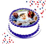 8, 7.5, 7, 6 & 5 Inch CIRCLE - Your Own Edible Photo - Premium Personalised Cake Topper on Wafer or Icing - Print Any Image & Add a Personal Message - Custom Precut Birthday Party Decorations