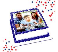 8, 7.5, 7, 6 & 5 Inch Pre Cut SQUARE - Your Own Edible Photo - Premium Personalised Cake Topper on Wafer or Icing - Print Any Image & Add a Personal Message - Custom Precut Birthday Party Decoration