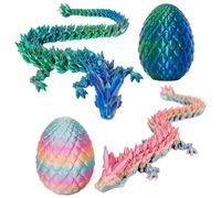8.7 in 3D Printed Dragon, Articulated Dragon with 2 Dragon Eggs Inside, 3D Dragon Fidget Toy for Stress Relief, Unique Easter Toys & Decor, Fantasy Tabletop Decor for Kids & Collectors