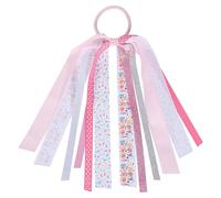 8.7-Inch Happy Birthday Ponytail Hair Ribbon Streamer Glitter Ribbon Bow Pony Holder Elastic Hair Tie Band for Women Girls Birthday Party Dress outfit Pigtail Decor Accessory Gift