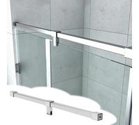 8-71 in Shower Screen Support Bar - 360° Rotatable Glass Shelf Brackets T-Shaped No-Drill Frame for Shower Door Panels Silver 140cm/55in - Enhance Stability & Style