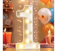 8.8" Decorative LED Light Up Numbers, Marquee Numbers Lights for 1st Birthday Decorations, Lighted Number Sign for Birthday Party Night Lights Wedding Anniversary Home Wall Decor, White Number 1