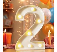 8.8" Decorative LED Light Up Numbers, Marquee Numbers Lights for 2nd Birthday Decorations, Lighted Number Sign for Birthday Party Night Lights Wedding Anniversary Home Wall Decor, White Number 2
