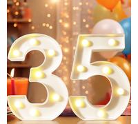 8.8" Decorative LED Light Up Numbers, Marquee Numbers Lights for 35th Birthday Decorations, Lighted Number Sign for Birthday Party Night Lights Wedding Anniversary Home Wall Decor, White Number 35