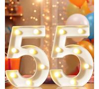8.8" Decorative LED Marquee Lights for 55th Birthday, Wedding Anniversary & Home Wall Decor - White Number 55
