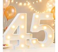 8.8" Decorative LED Marquee Numbers Lights for 45th Birthday Party, Wedding Anniversary Home Wall Decor, White Number 45