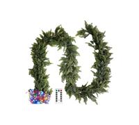 8.8 Feet Artificial Christmas Garland with Remote Light, Green Cedar Garland Christmas Decoration for Indoor and Outdoor Use, Front Door, Wall, Fireplace, Stairs, Tree, Porch, Patio,