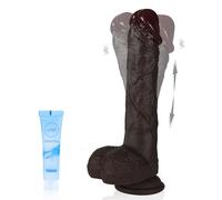8.8 Inch Realistic Thrusting Silicone Dildos Vibrator with 9 Thrusting Modes & 9 Vibrations,Black Big Thick Anal Dildo G Spot with Strong Suction Cup Curved Shaft and Balls Adult Sex Toys for Couples