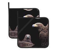8 * 8 Inch Washable Pot Holder Set, Eagle Looking Back Heat Resistant Pot Holder Set of 2, Cooking Oven Grill Mat Accessories