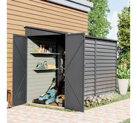 8.8 x 4.7 ft Grey Lean To Metal Garden Storage Shed Outdoor Tool House with Lockable Door