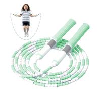 8.86 FT Soft Beaded Jump Ropes for Fitness 2 Pack,Adjustable Length Workout Jumping Skipping Rope for Men Women and Kids Fitness (Green - Handle Type A)