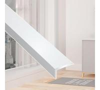 8.8ft Aluminum Threshold Strip for Stair Nosing Edge Trim L-Shaped Floor Tread Protector White Flooring Edging for Safe Steps and Haood Flooring