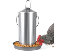 8.8lb Stainless Steel Hanging Chicken Feeder, Metal No Waste Poultry Feeder, Rustproof, Reusable, Long-Lasting, Gravity Feed Chicken Coop Accessories for Chicken, Geese, Duck, Hens, Rooster, Chick
