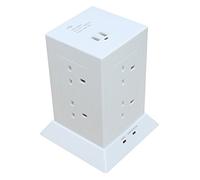 8/9 Gang Socket Extension Lead with 2 USB Ports with Surge Protection 13 amp 1.5 Metre (WHITE 8 Gang)