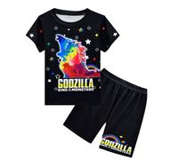 (8-9 Years, Black) Kids Boys Shirts and Half Pants Sets Godzilla Pajamas